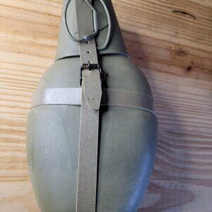 Vintage East German Insulated Canteen with Aluminum Cup Cap and Strap